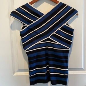 Cross cross/Stripe sleeveless top, V neck, size xs